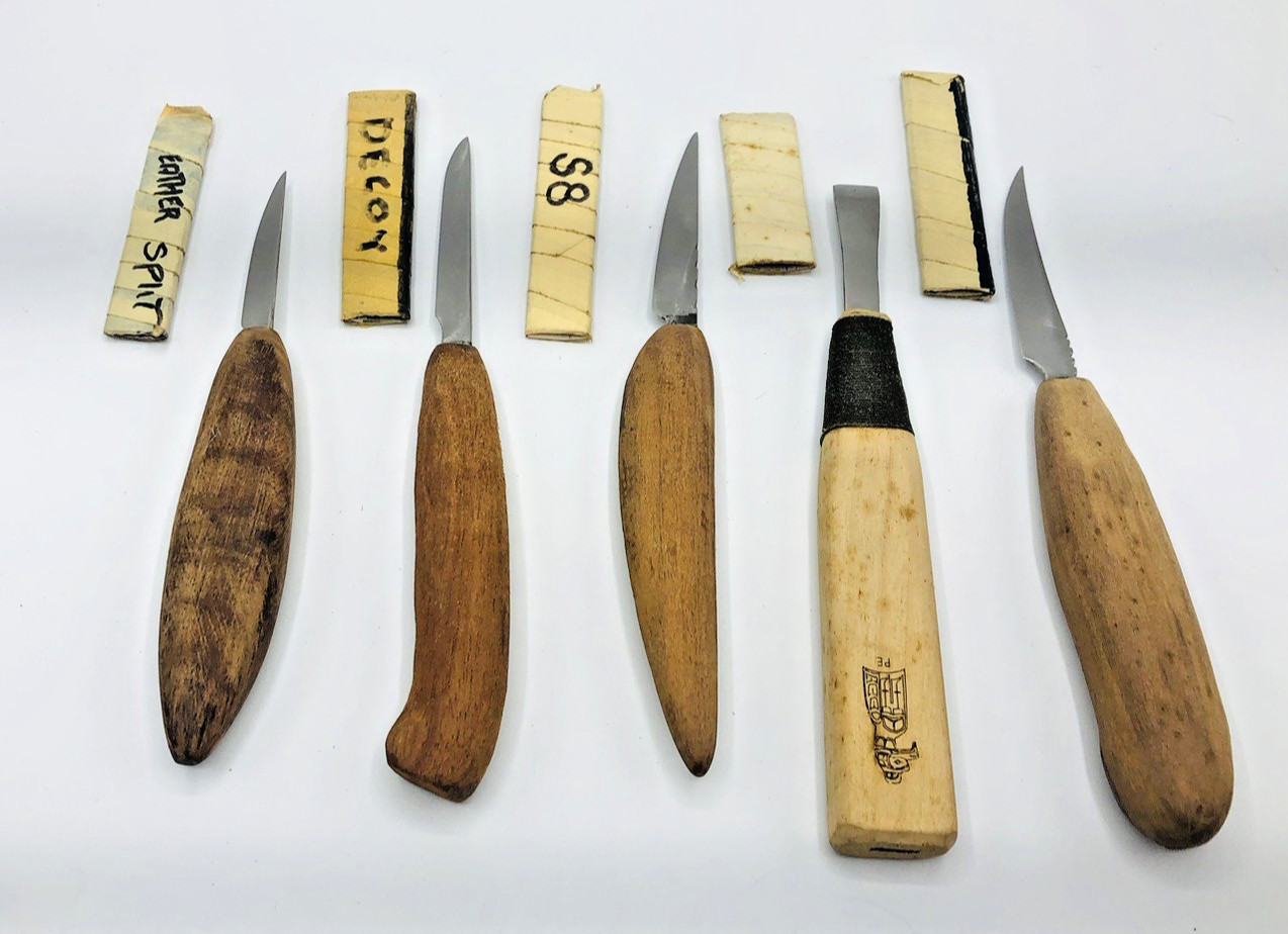 Lot 5 WOOD CARVING KNIFE SET WOODCARVING KNIVES CUSTOM rare whittling blade duck