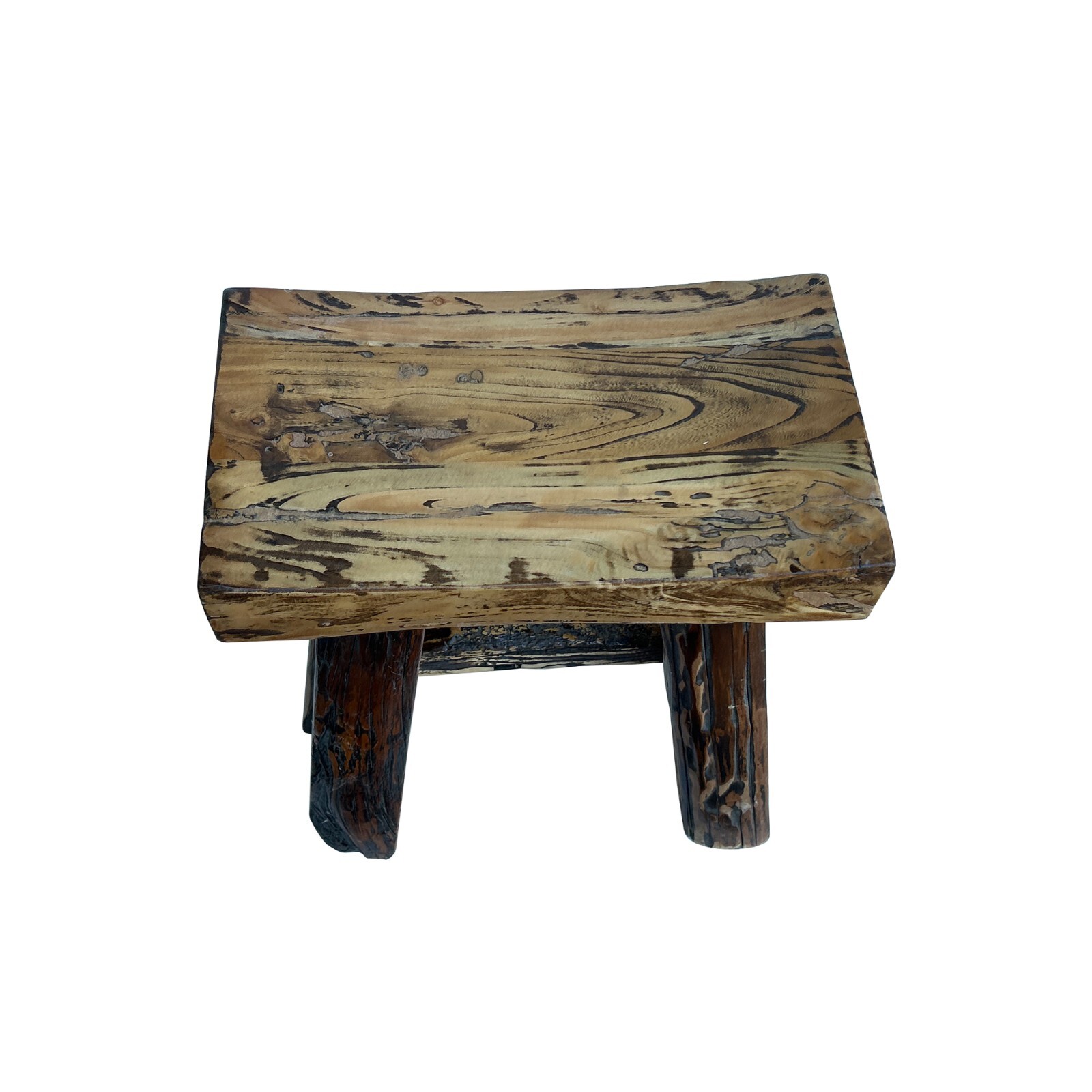 Rustic Raw Rough Wood Grain Rectangle Slim Stool Bench Side Table JK328 #9