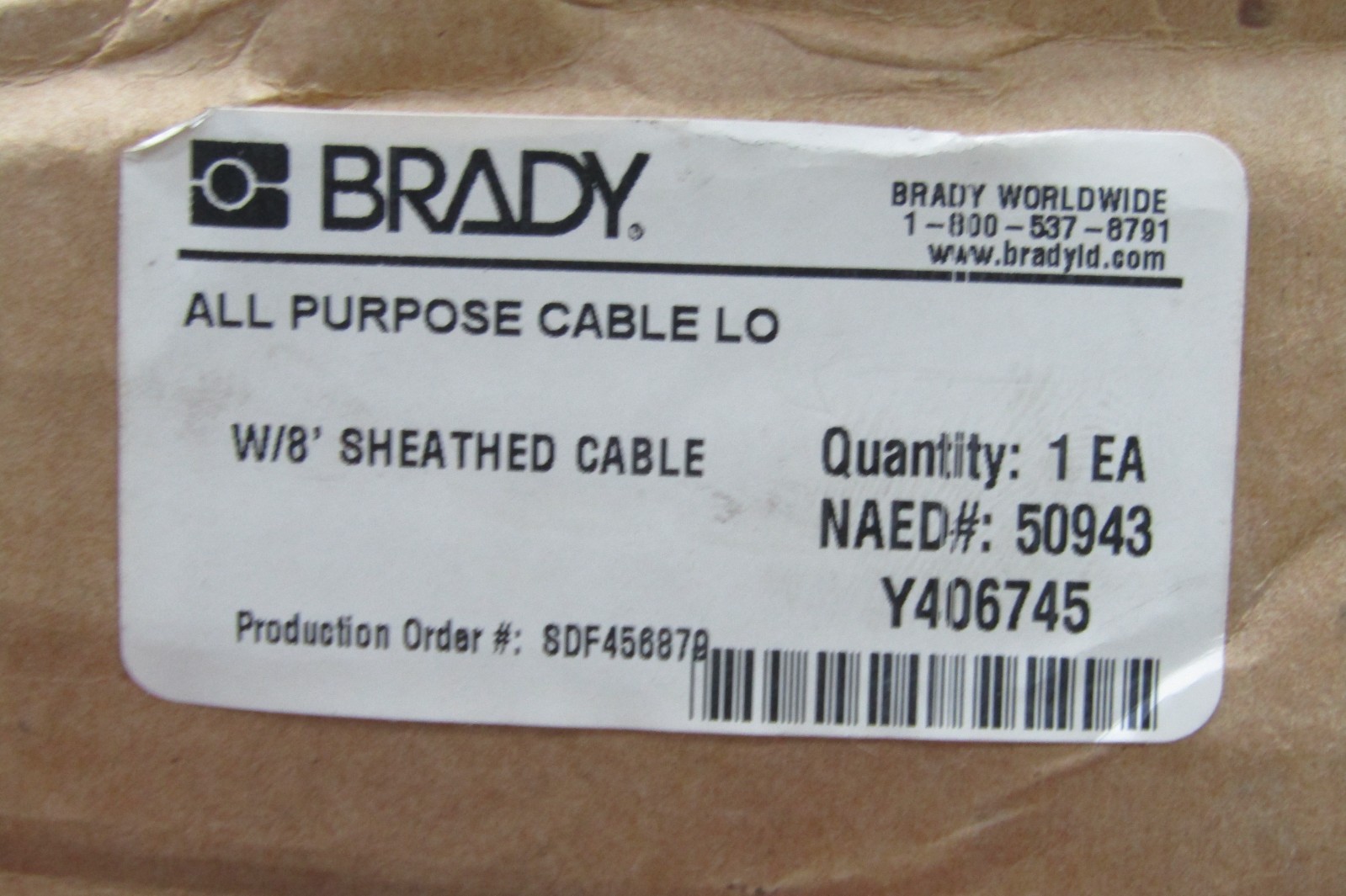 😏 NEW BRADY 6' GRIP-CLINCHING SHEATHED CABLE LOCKOUT 50943 / Y406745