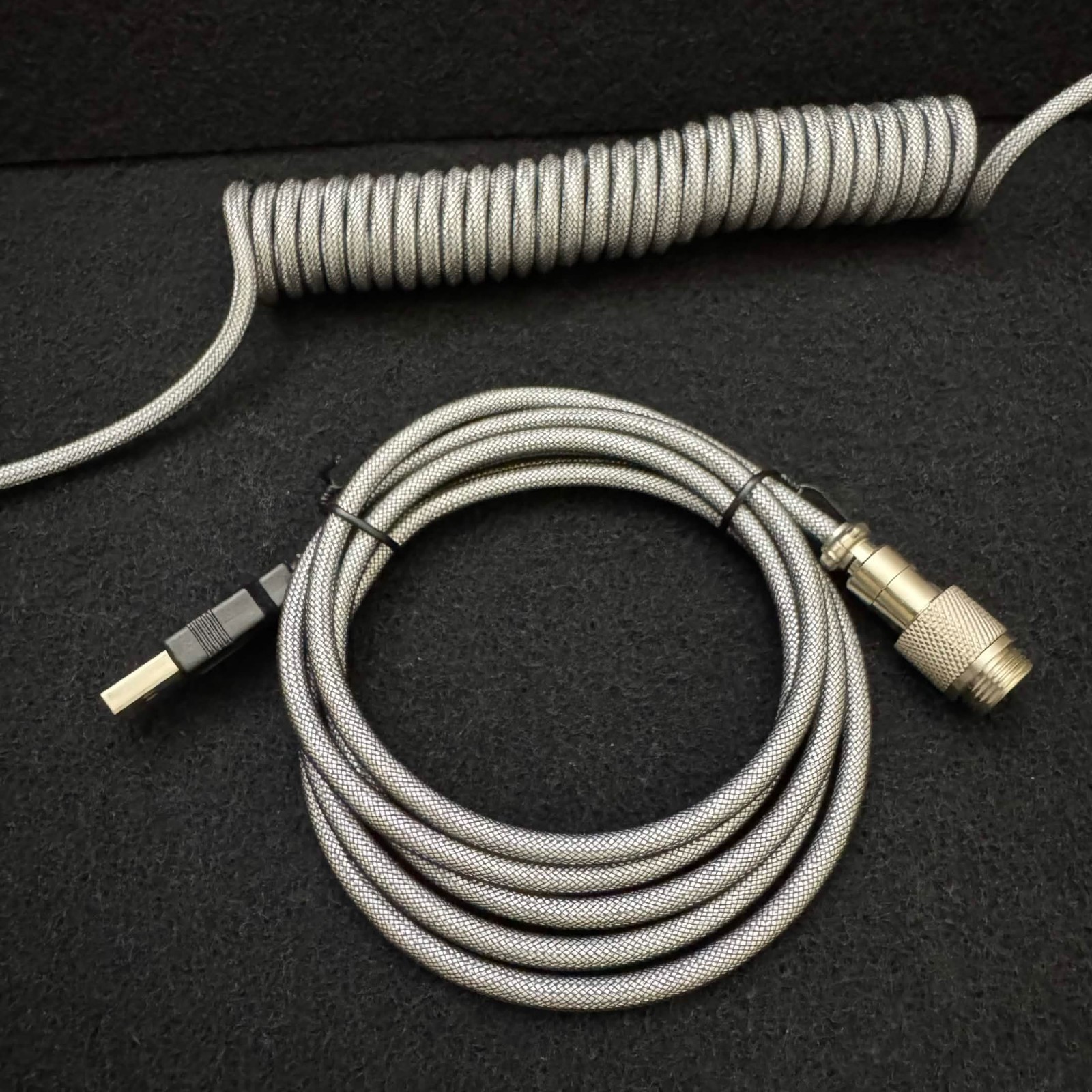 Double Sleeved Coiled Cable with Aviator | USB-C to USB-A | Mechanical Keyboard