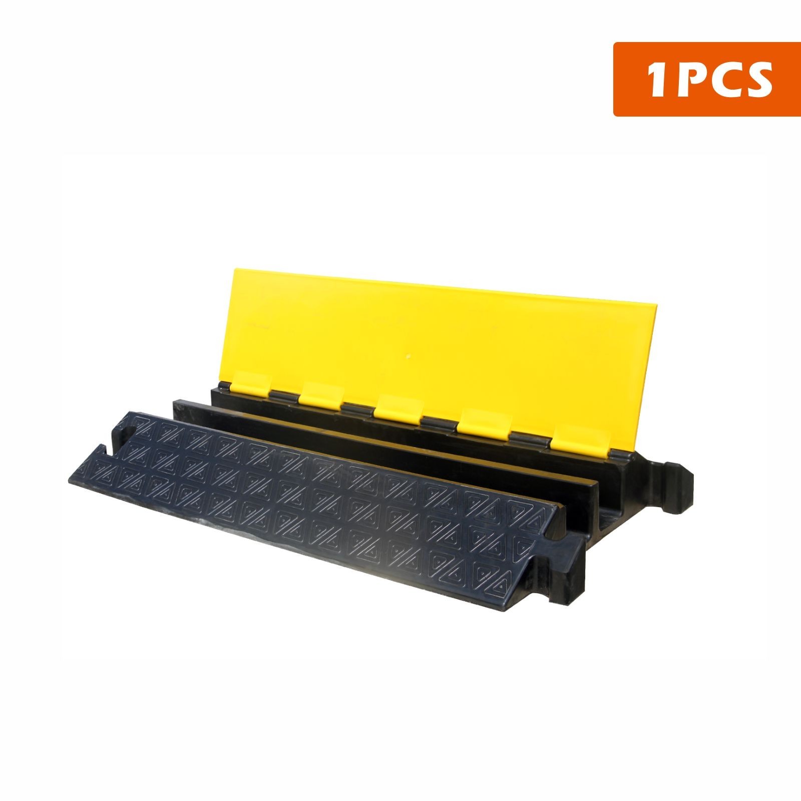 Heavy-Duty Rubber Cable Protector Ramp Yellow Cable Protector with Lid for Roads