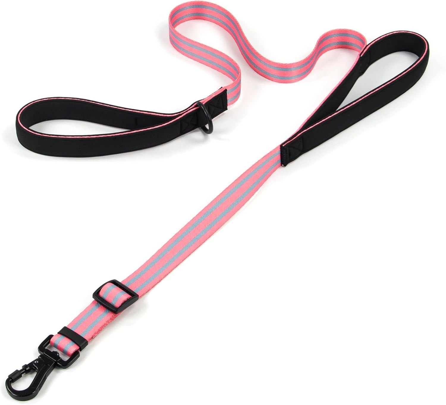 Double Handle Dog Leash For Large Dogs 4FT Heavy Duty Adjustable Leash (Pink)