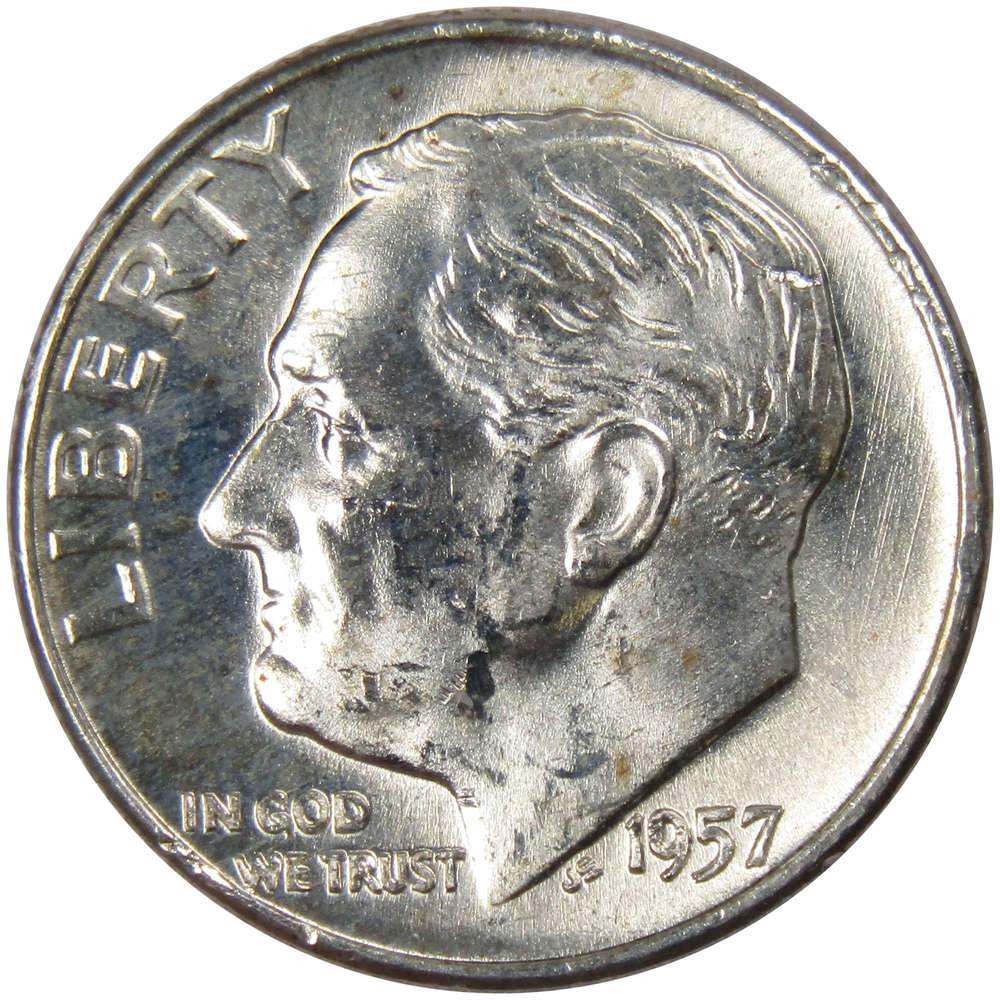 1957 D Roosevelt Silver Dime Uncirculated Mint State 10c Coin