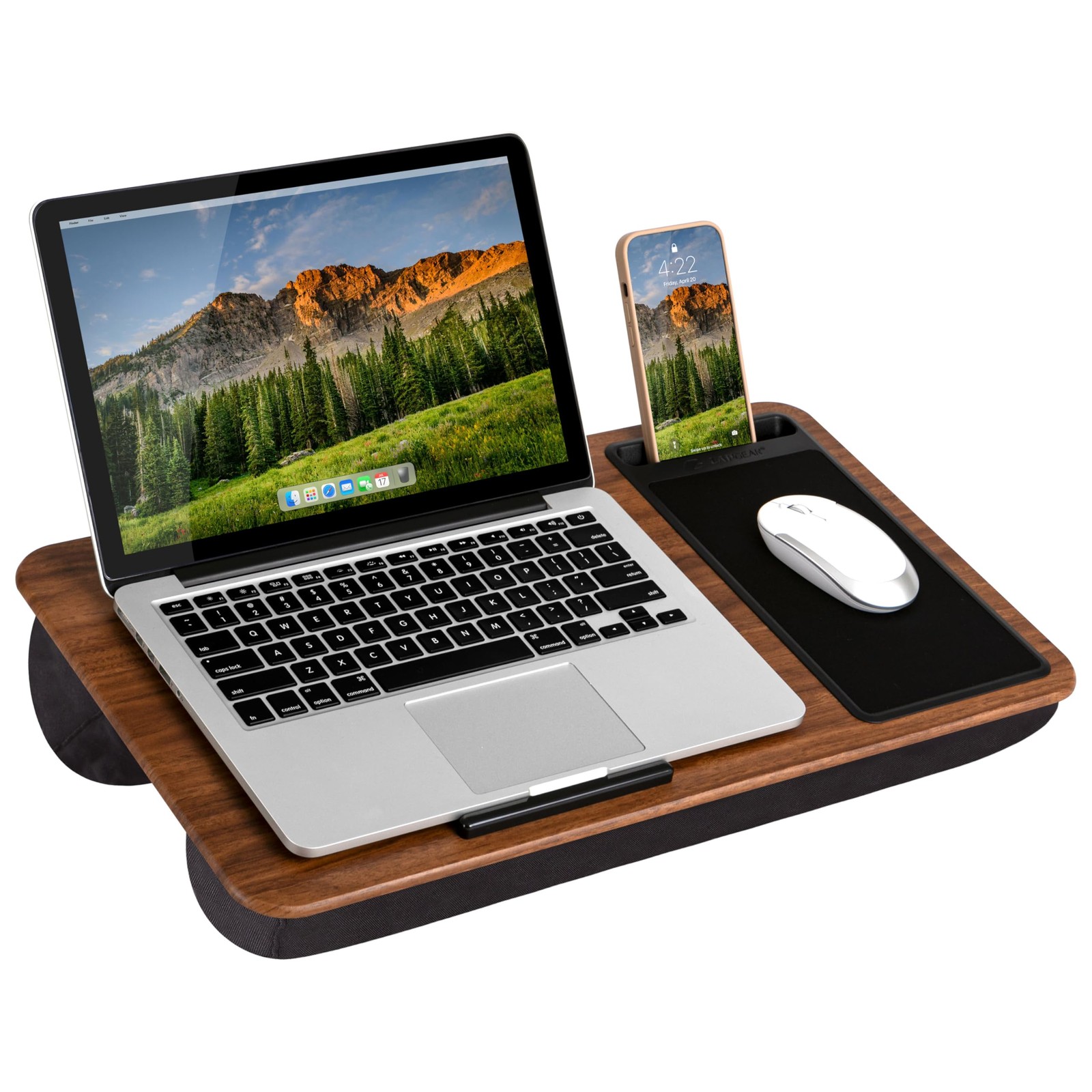 Home Office Lap Desk – Espresso Woodgrain, Fits 15.6” Laptops
