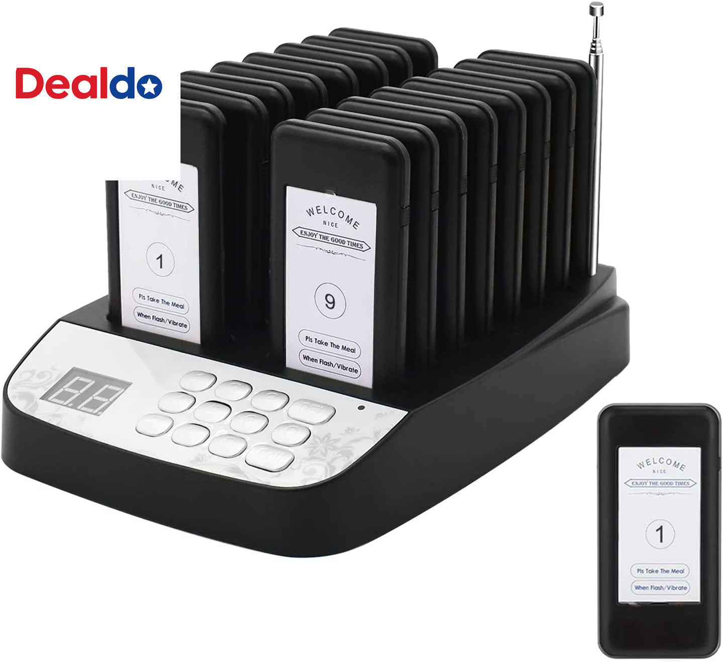 Restaurant Pager System, 16 Wireless Pagers for Restaurants, Set with Vibration,