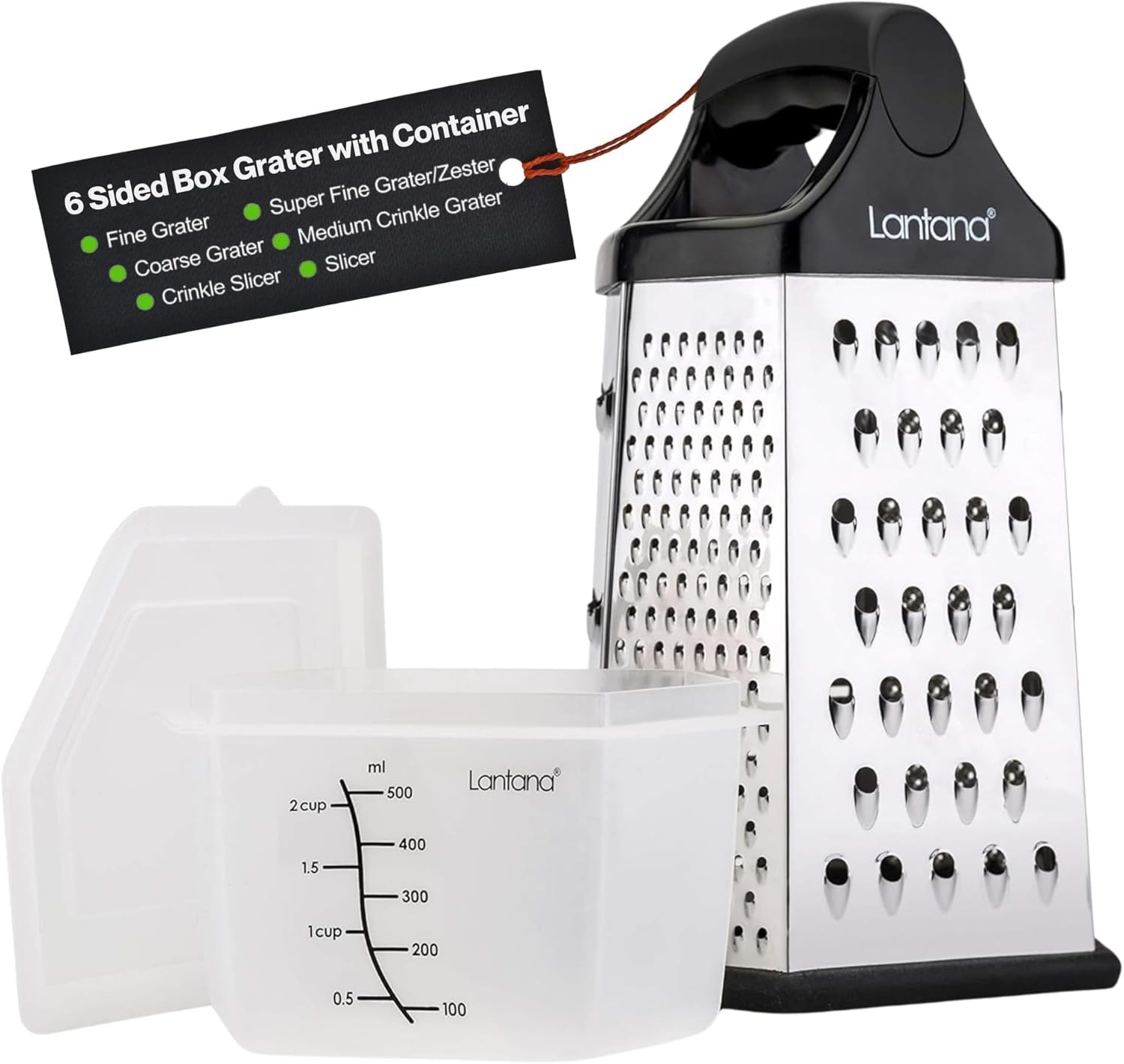 Cheese Grater for Kitchen with Container & Lid - Handheld