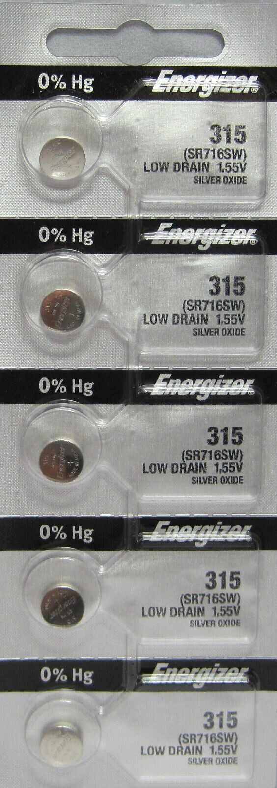 Energizer 315 (SR716SW) Silver Oxide Battery 1.55 Volt x 5