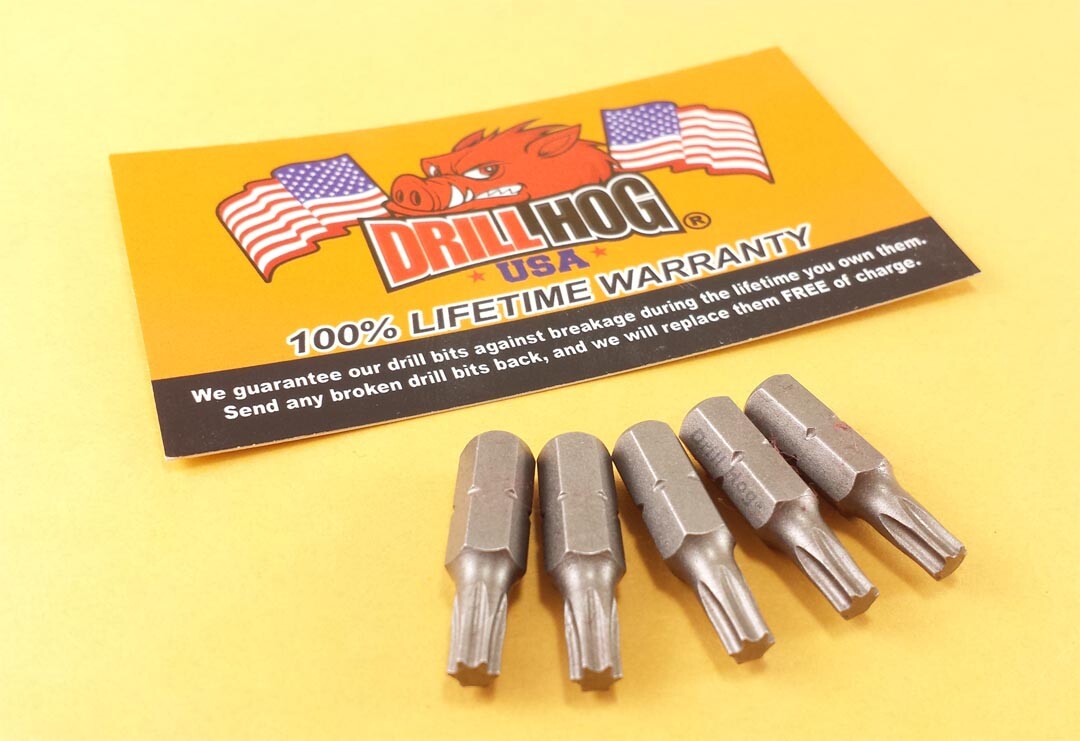 T-7 Torx Bit T-7 Star Bit T-7 x 1" Insert Bit Drill Hog® Lifetime Warranty 5 Pc