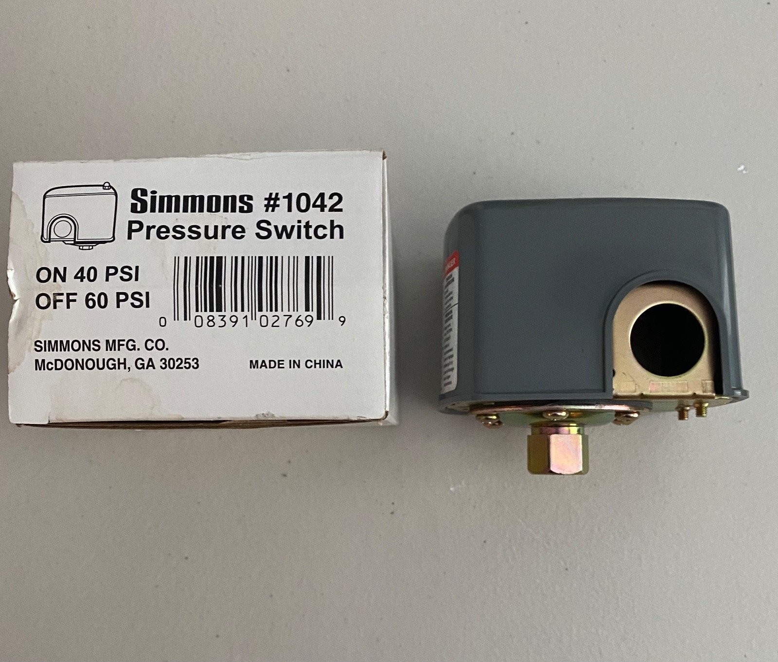 Simmons #1042 Pressure Switch KRS-3 40PSI-On 60PSI-Off
