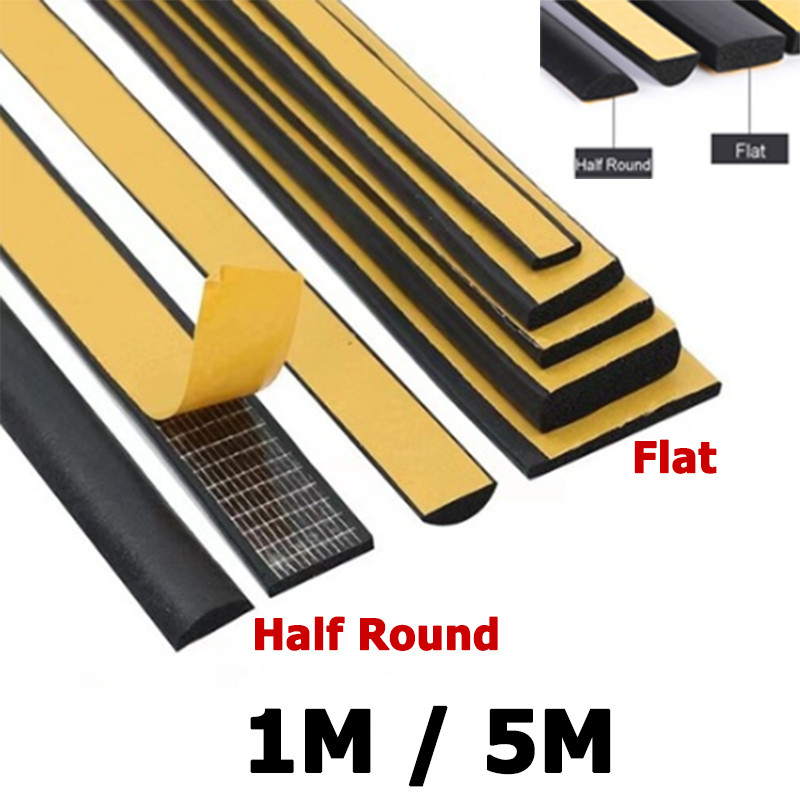 EPDM Black Neoprene Self Adhesive Backed Foam Sponge Strip Flat/Half Round Seal