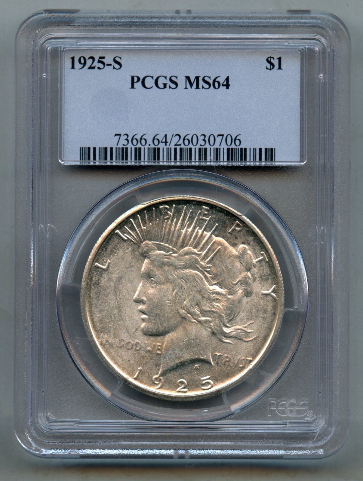 1925 S Peace Silver Dollar PCGS MS 64