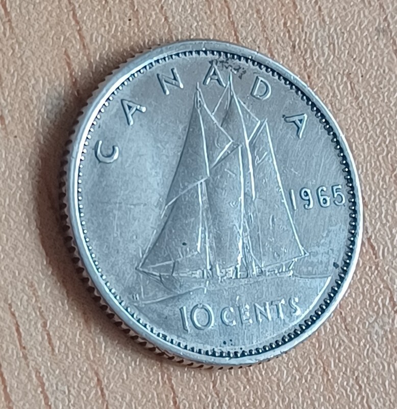 Canada 10 Cents Coin 1965