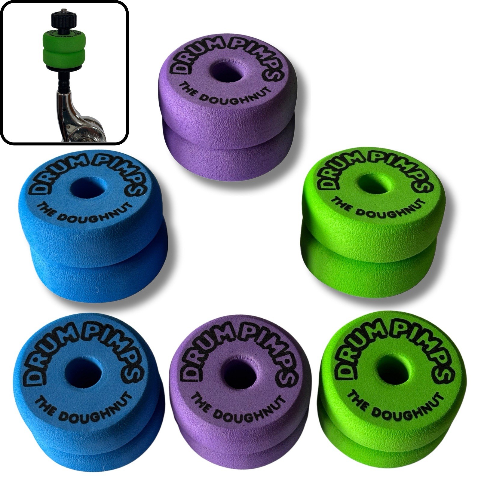 Foam Cymbal Felts - ‘The Doughnut’ - Vibrant Colours - Pack of 6 - Free Delivery