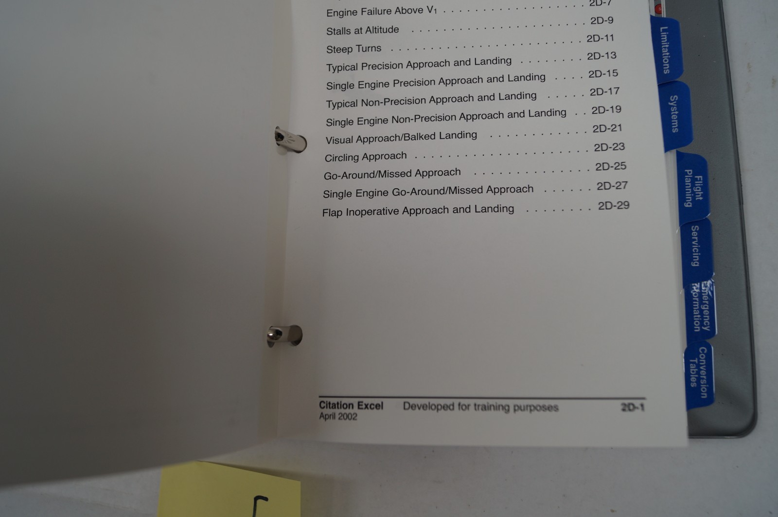 Citation Excel Cockpit Reference Handbook Nov 2004 CAE SimuFlite Binder F112A