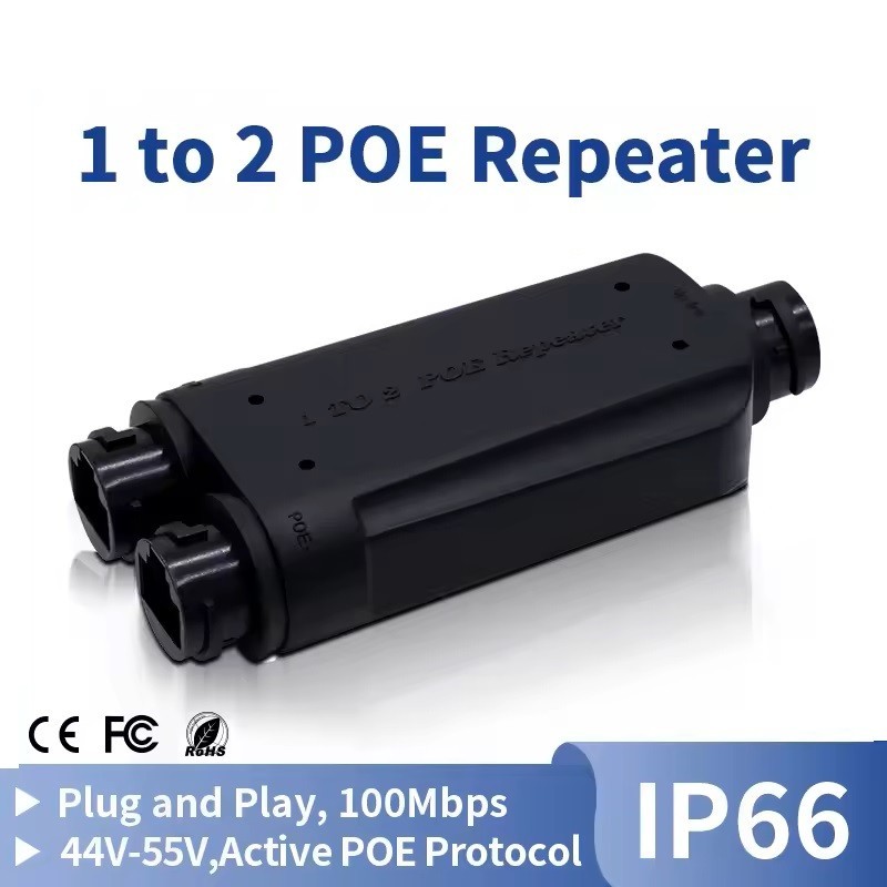 Outdoor 1 PoE in 2 PoE Out PoE Passthrough Switch PoE Extender Cascade Repeater