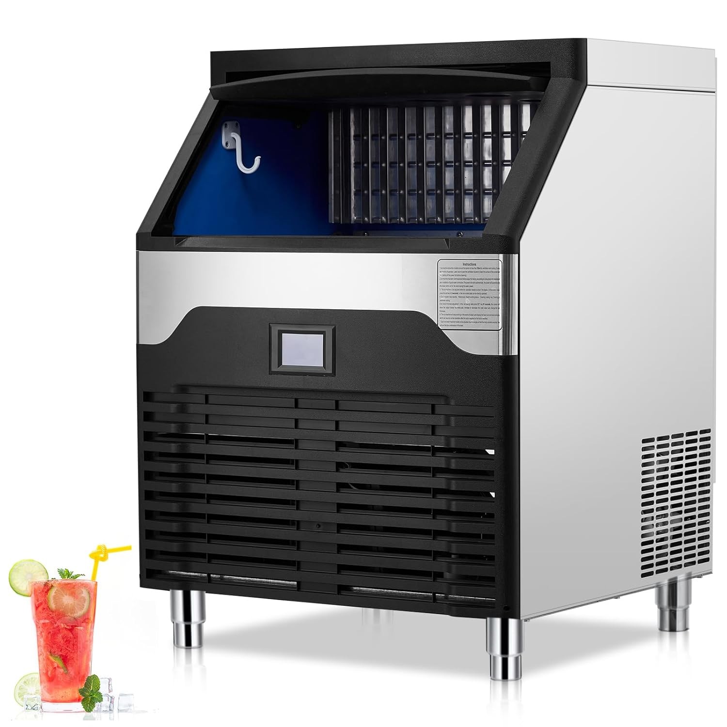 160LBS/24H Commercial Ice Maker Undercounter Freestand Crescent Ice Cube Machine