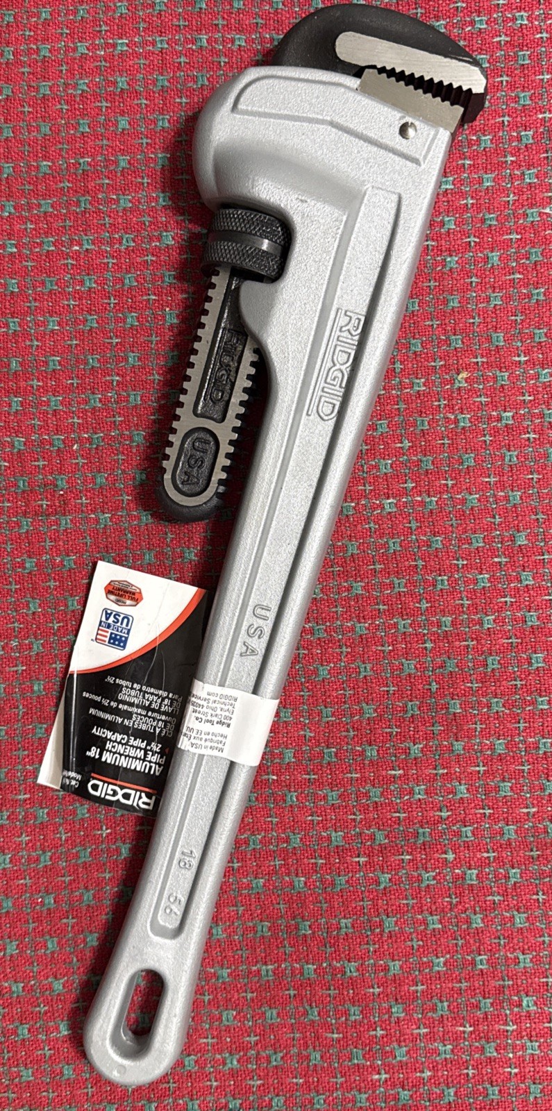 Ridgid 18” Aluminum Pipe Wrench 2-1/2” Pipe Capacity 31100 818 USA NEW