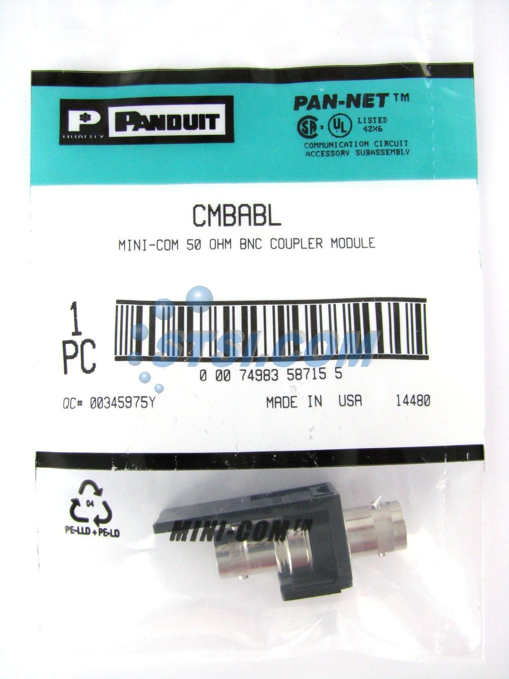 Panduit CMBABL Mini-Com 50 Ohm BNC Module, Black ~STSI