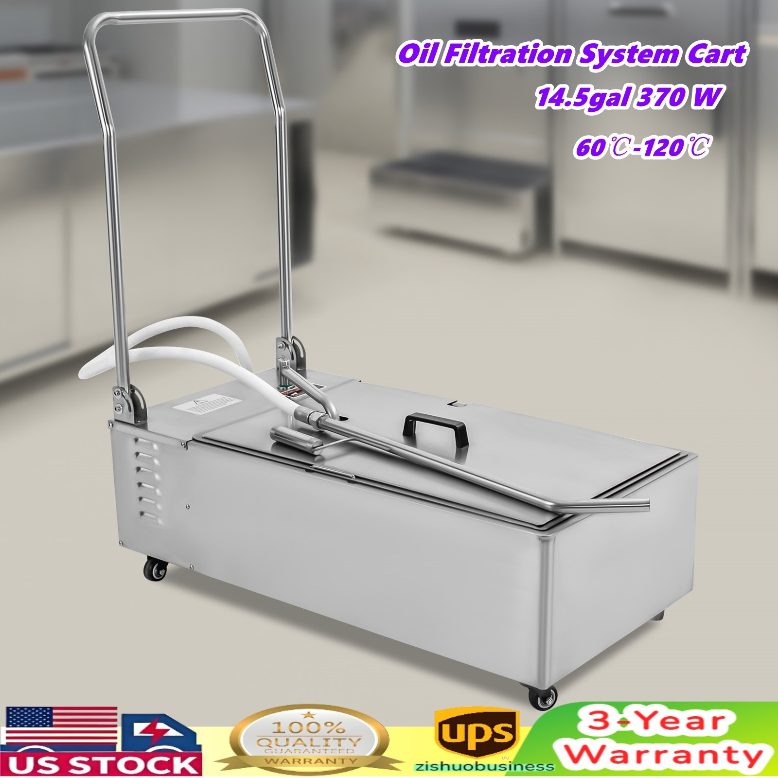 Fryer Oil Filter 55L Commercial Cooking Oil Filtration System Mobile Fryer Filte