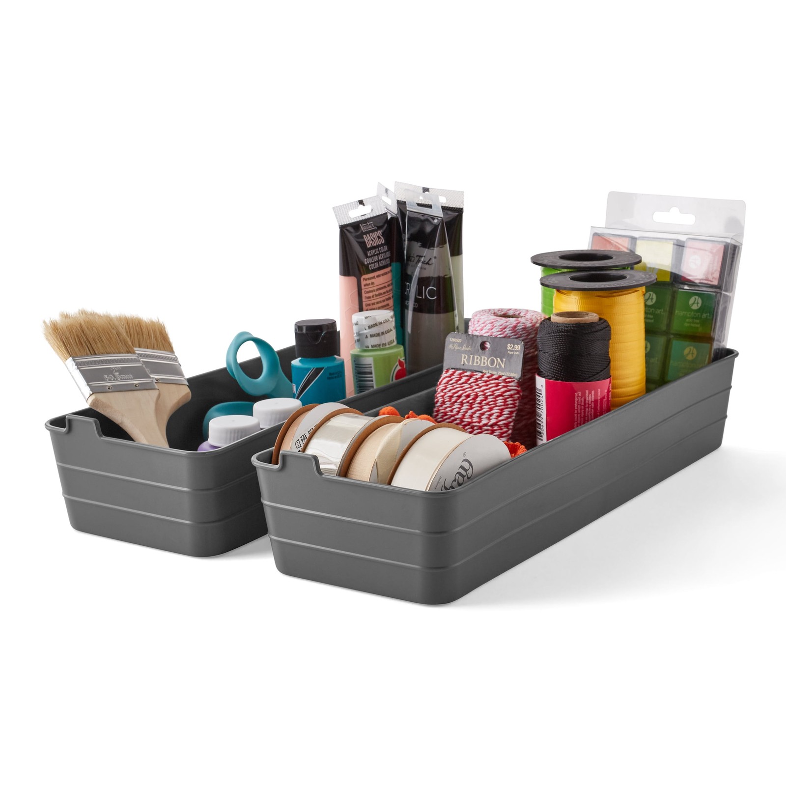 Utility Flex Storage Tray Organizer Set Plastic Drawer 2 pack