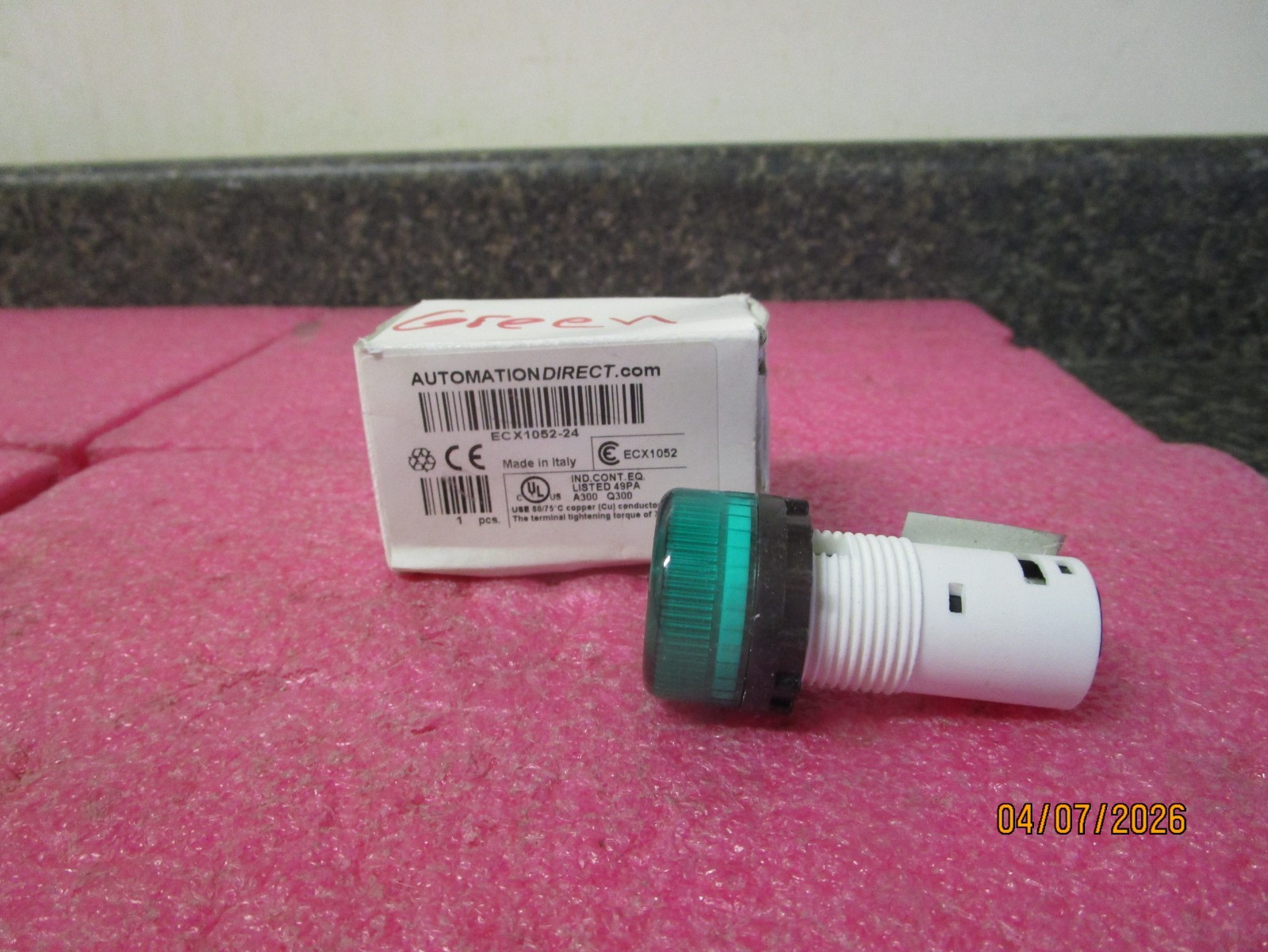 NEW! Automation Direct Green Indicator Light 22mm IP65 ECX1052-24