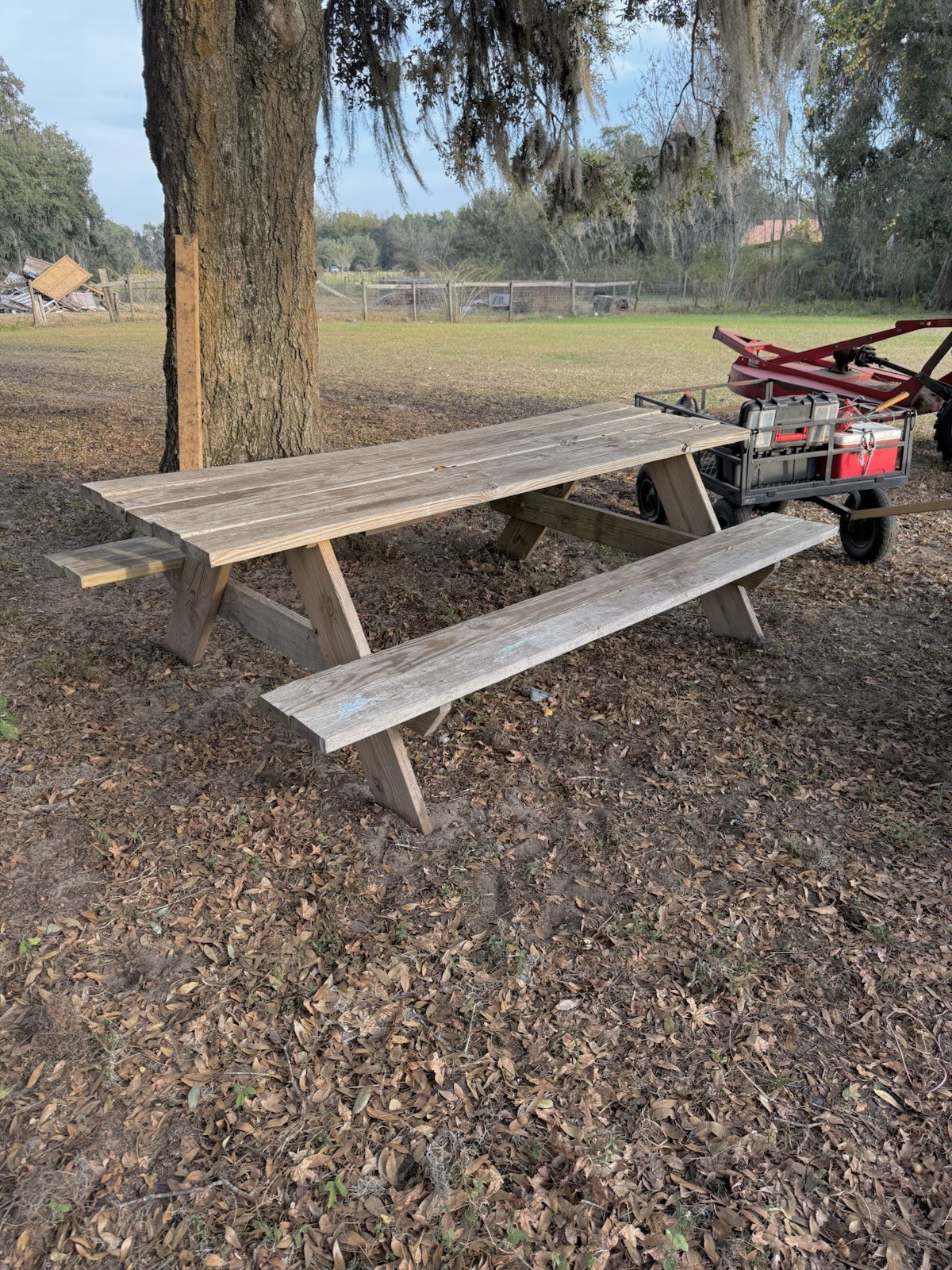 wooden picnic table