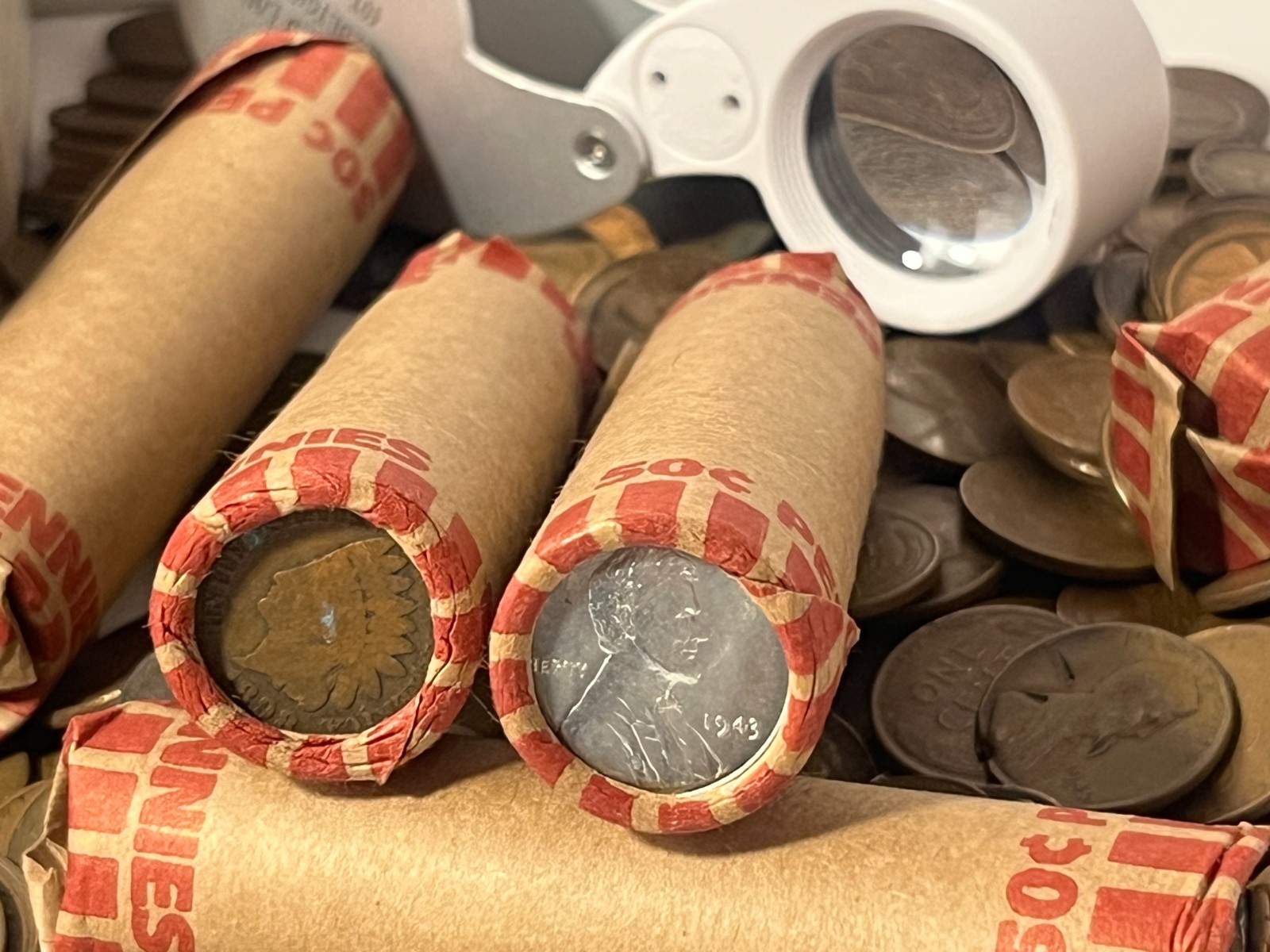 1 Roll Wheat Pennies W/Indian Head & Steel Cent Enders 50 Coins Unsearched By Me