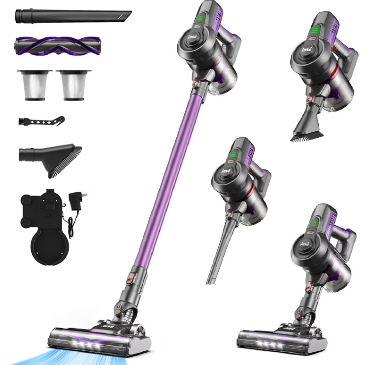 INSE Cordless Vacuum Cleaner 25000Pa 45min Lightweight Stick Vacuum for Home Pet
