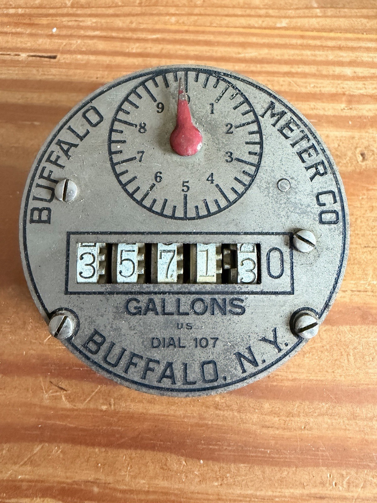 Antique Buffalo Meter Co NY Brass Water Meter Dial 107    3”