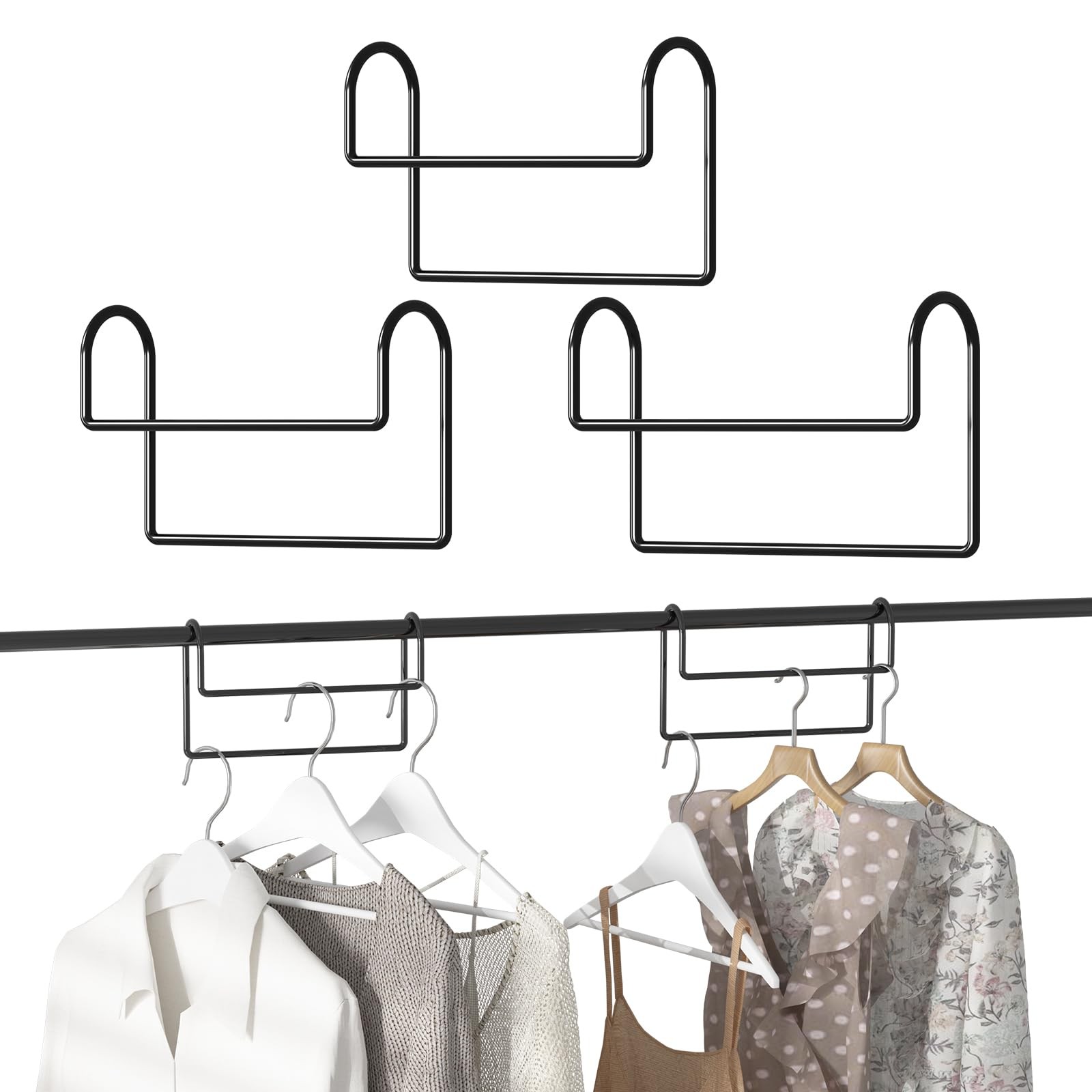Space Saving Hangers for Clothes: 3 Pack 8 inch Magic Hanger Closet Organizer...