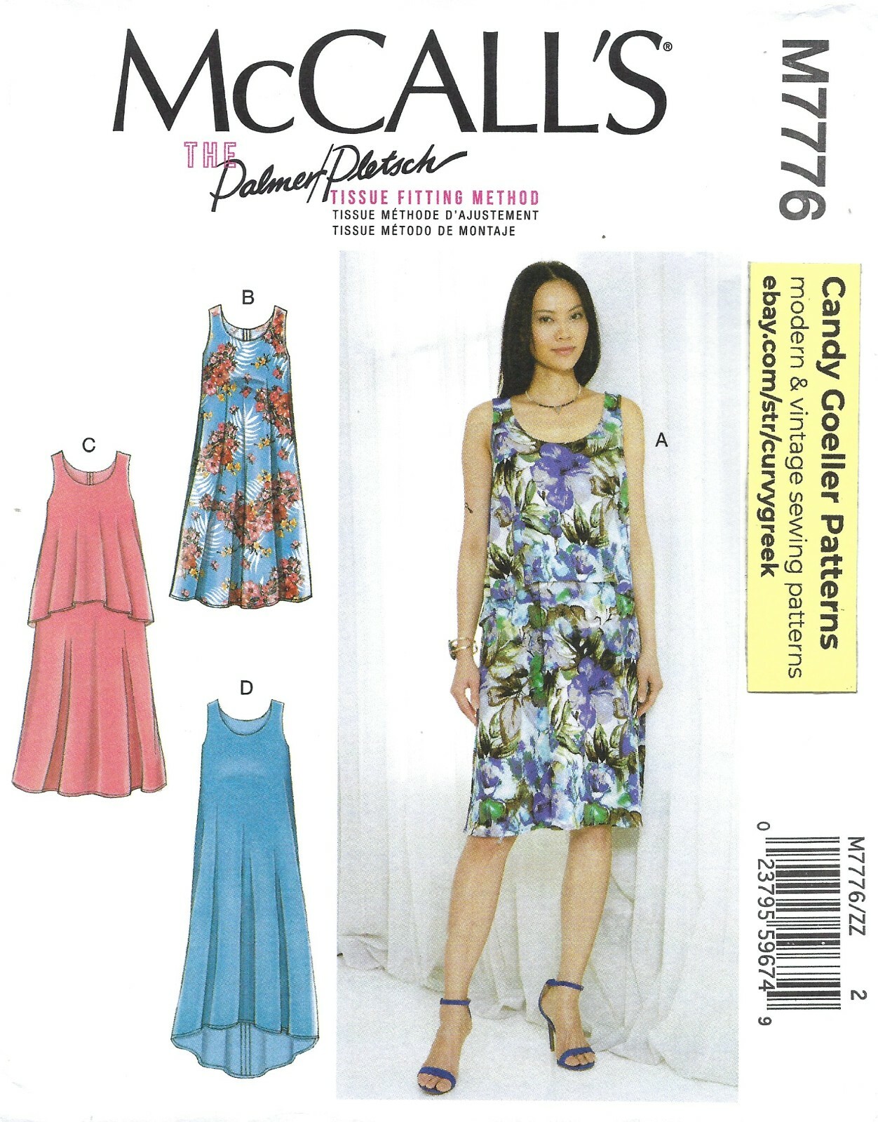 McCall's M7776 Tent Dress in 2 Lengths w Overlay, Shaped Hem Sz 16-26 UNCUT OOP