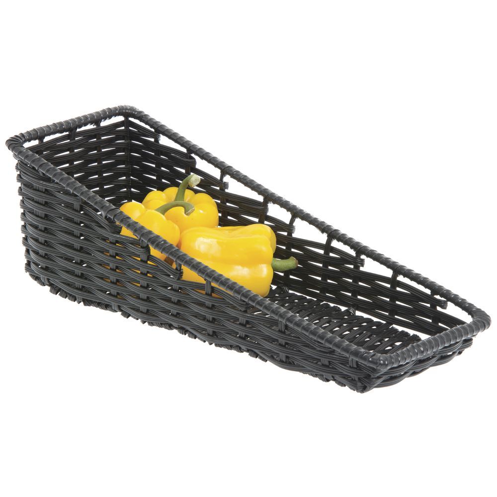 HUBERT Tapered Wicker Look Tapered Storage Basket, Rectangular Black - 7 1/2"L x