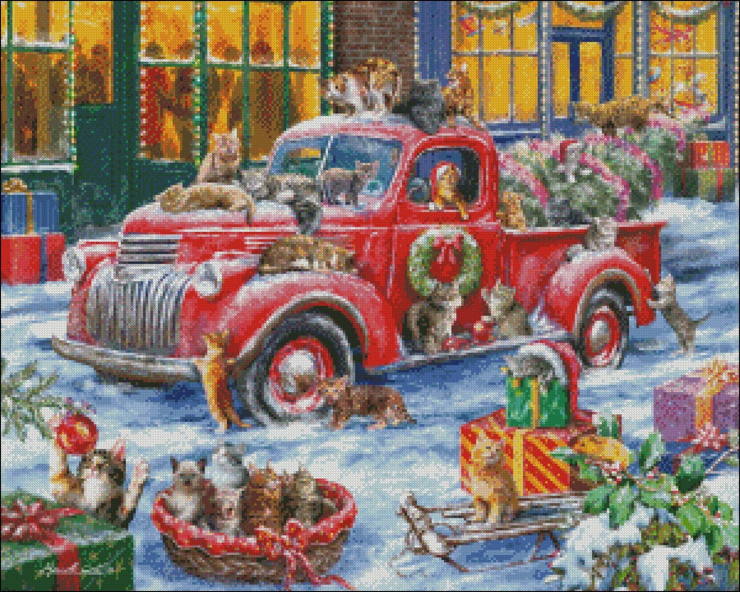 It's a Cat's Christmas - Chart Counted Cross Stitch Patterns Needlework DIY
