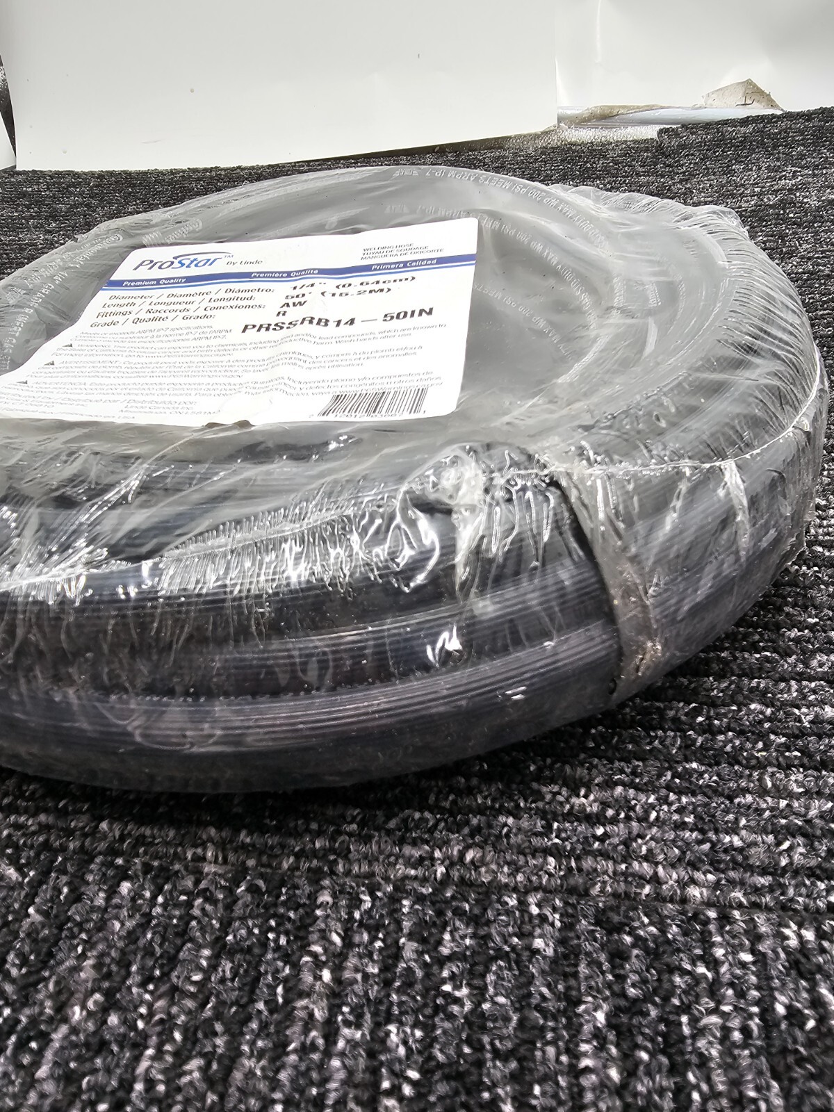 ProStar Gas Hose, Single Fitted, 1/4" Size, 50' Length, Black | PRSSRB14-50IN