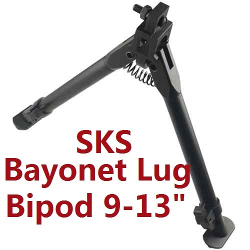 9" to 13" SKS Bayonet Mount Bipod Adjustable, Lock Washer, Screw, Aluminum Black