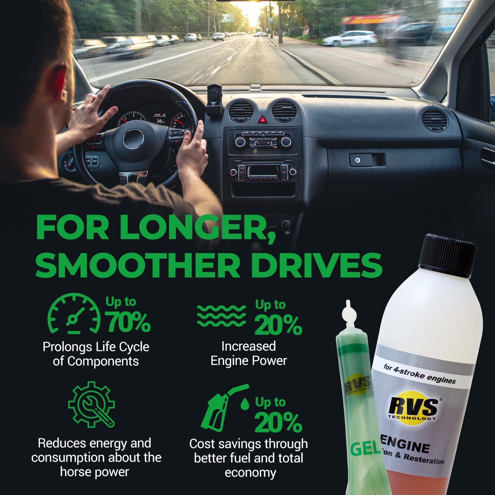 RVS Technology G6 engine treatment. Restore your engine, increase fuel economy!