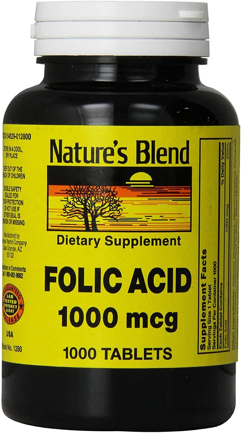 Nature's Blend Folic Acid 1000 mcg, 1000 Tablets