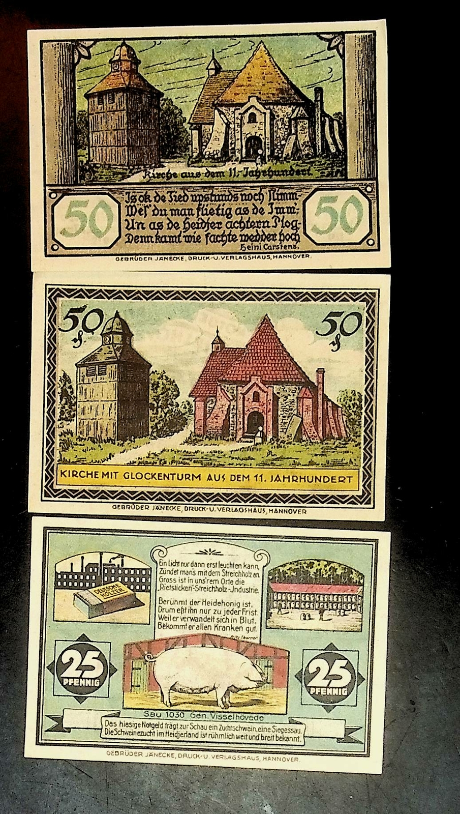 1921 Germany VISSELHOVEDE  25 50 Phennig Banknote / Notgeld