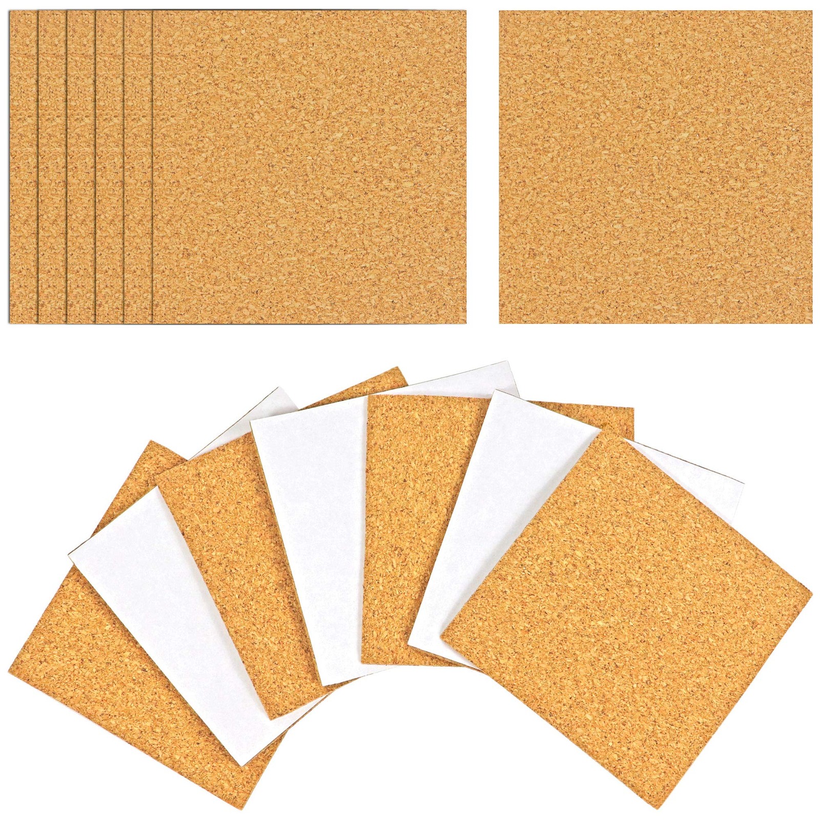 Cork Squares Self-Adhesive Backing Sheets 25 Pack 4 x 4 Inches for Coasters