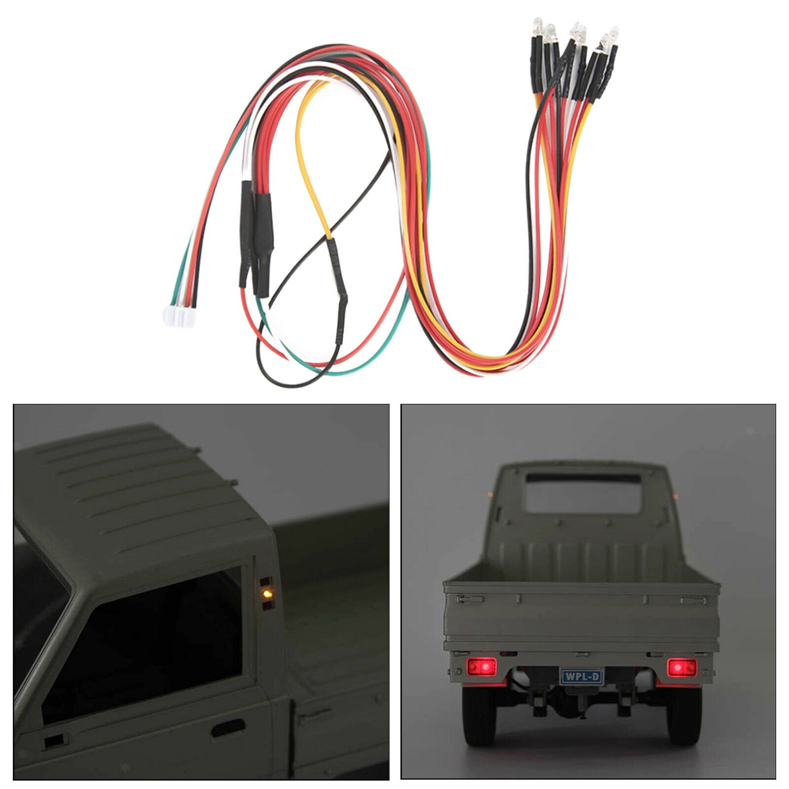 Upgrade Modified Light Group Lamp LED 3MM White Red Yellow for WPL D12 RC Car a