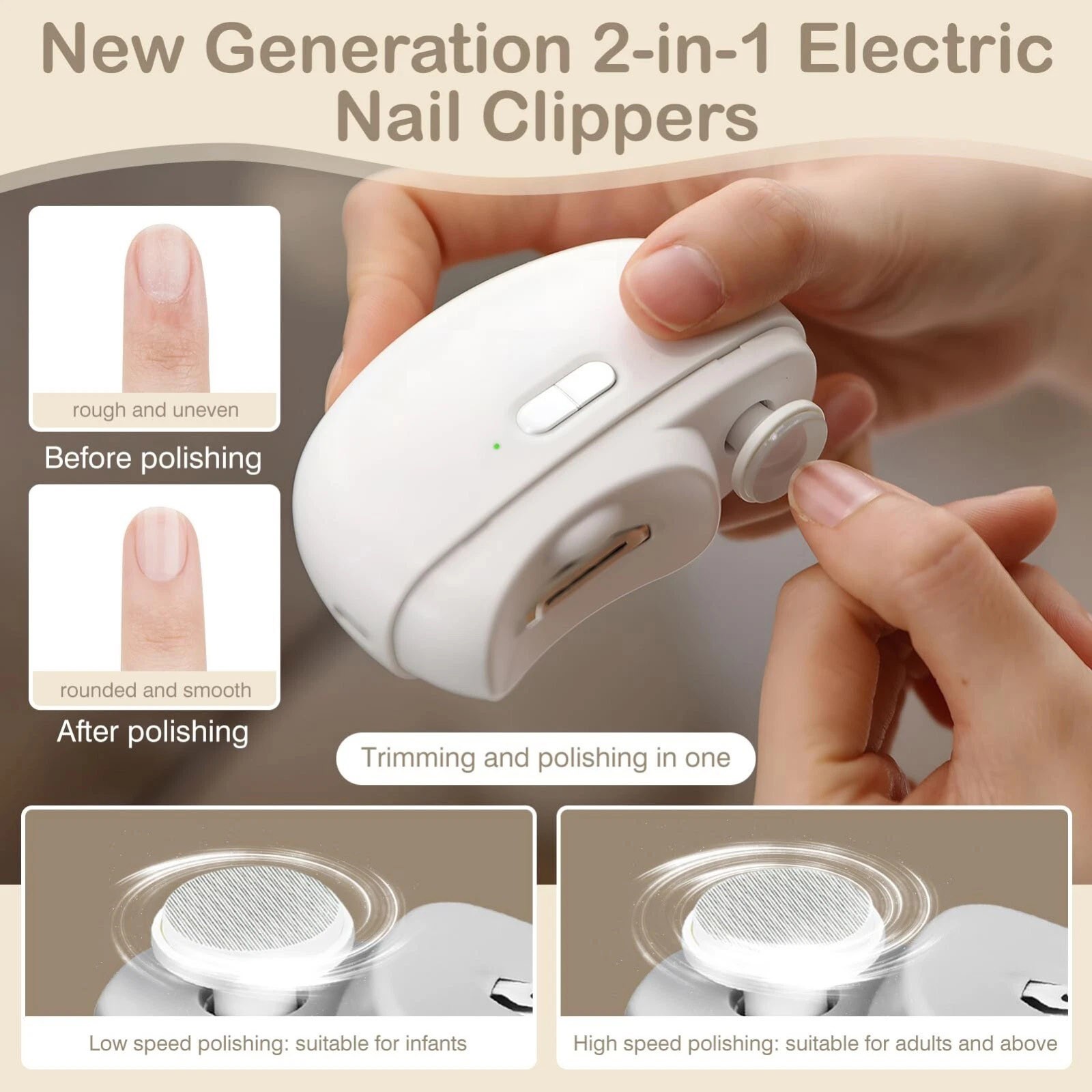 Automatic Electric Nail Clipper Trimmer Maintenance Kit With Cleaning Tools