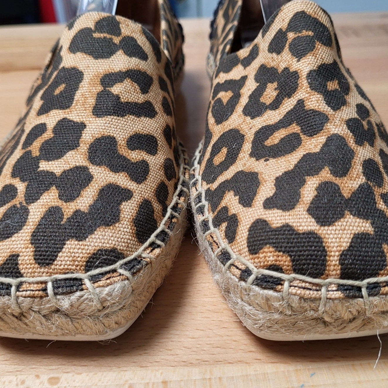 Franco Sarto Leopard Print Flat Slip-On Canvas Espadrilles Square Toe Size 7.5M