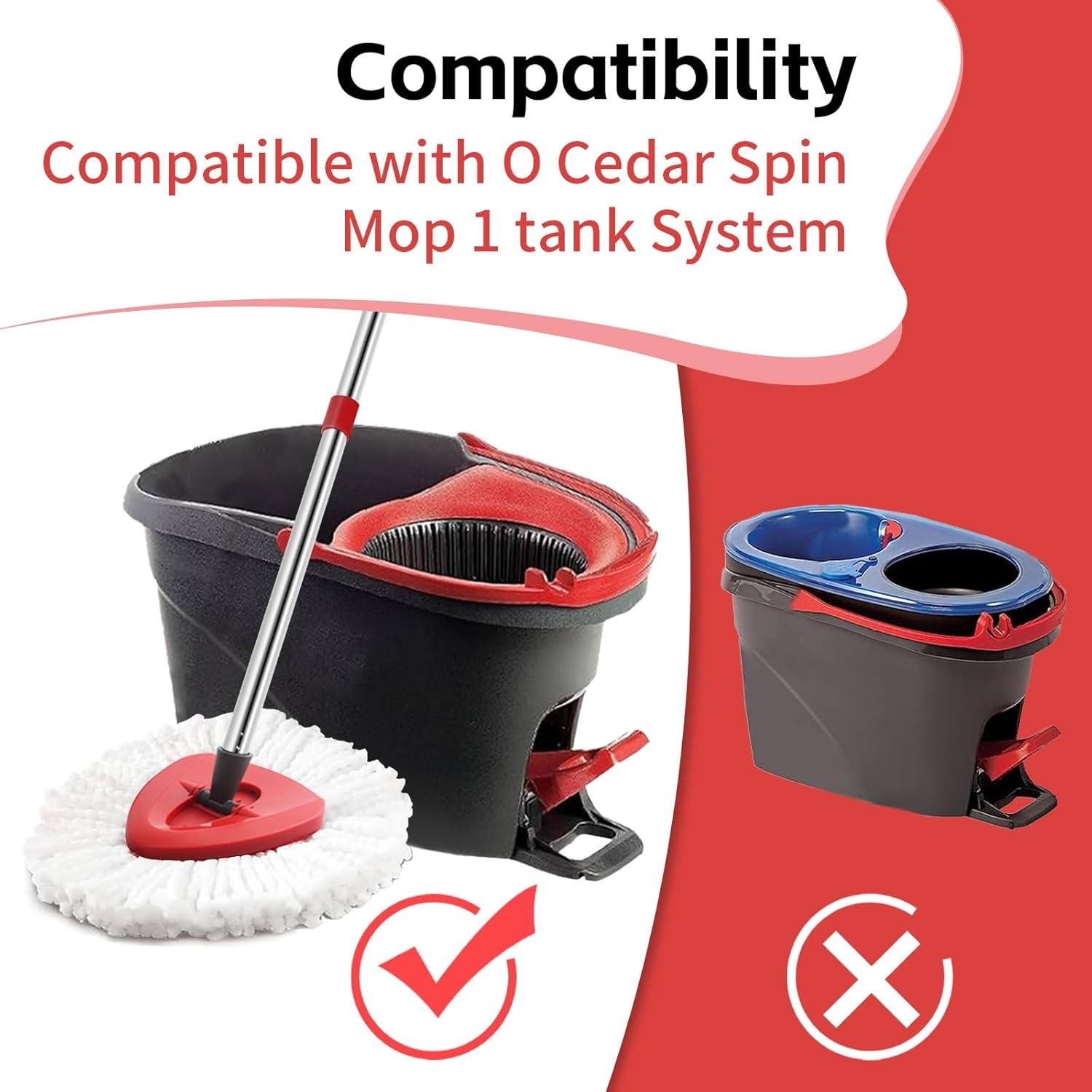 Spin Mop Head, Base, Handle Replacement for O-Ceda EasyWring Microfiber Spin ...