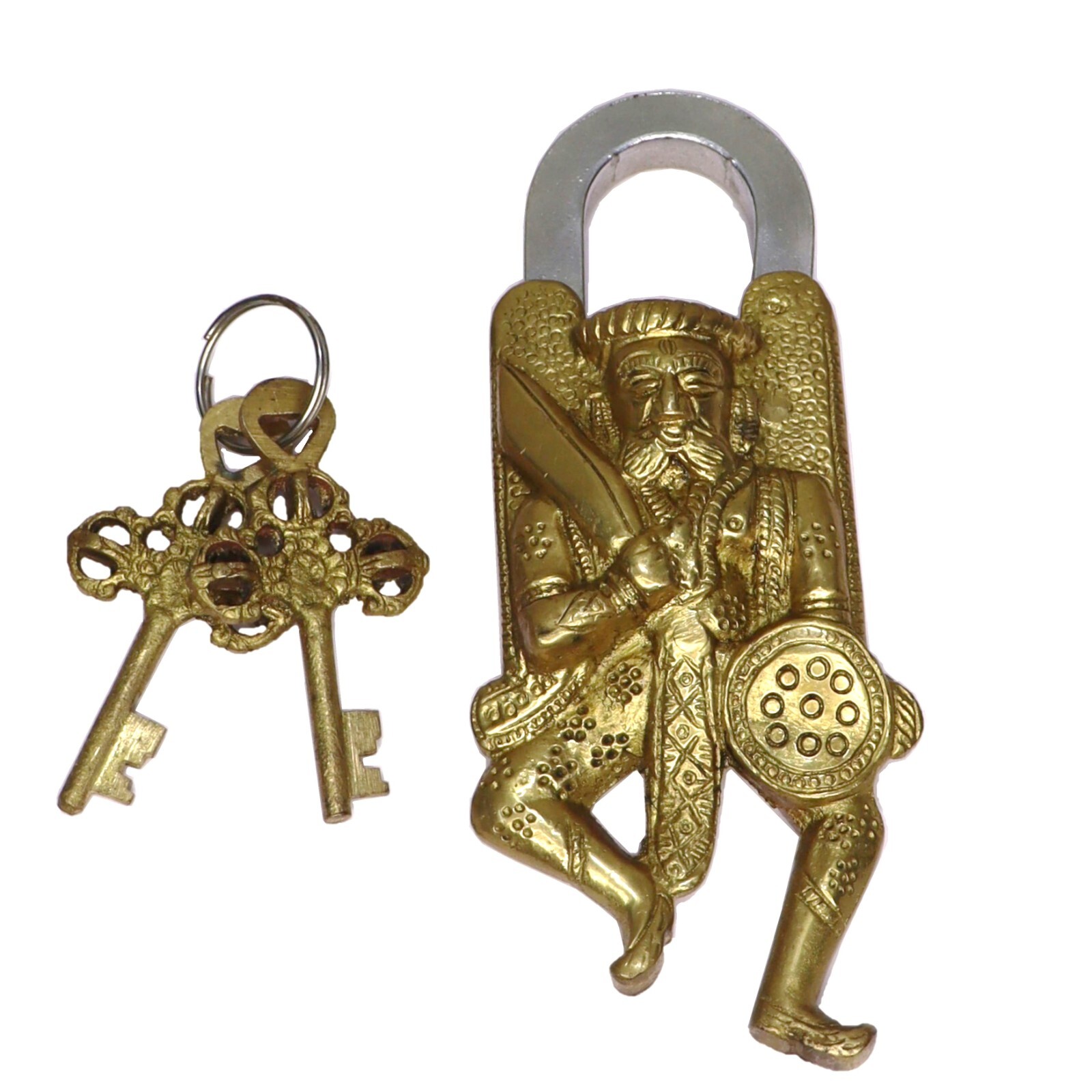 Soldier Shape Padlock Vintage Antique Style Brass Handmade Door Lock Home Décor