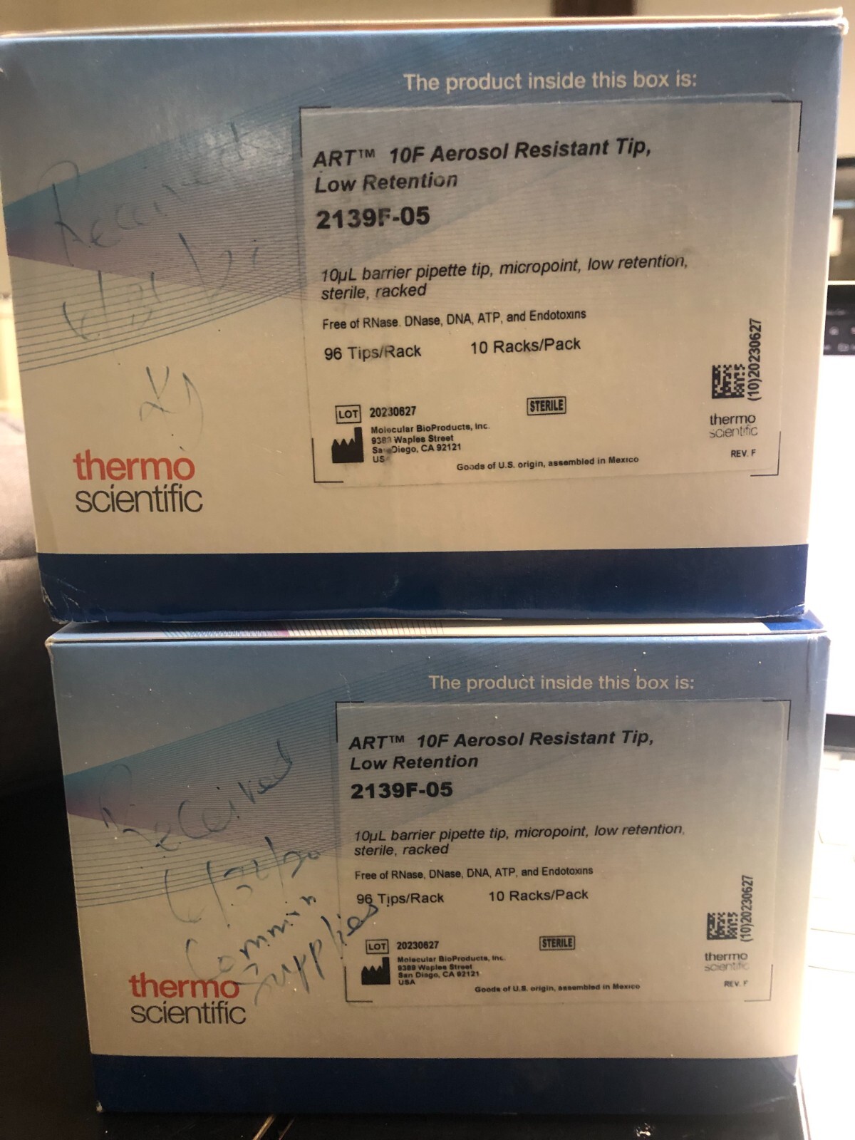 960 tips of Thermo Scientific ART 10F Filtered Pipette Tips Cat. No. 2139F-05