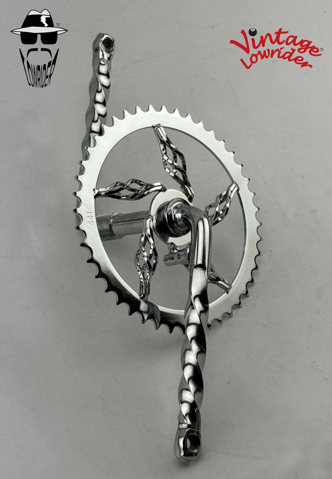 Vintage Lowrider Crank Set 6-1/2" w/44T 5 Cage Twisted Sprocket Cruiser Bike.