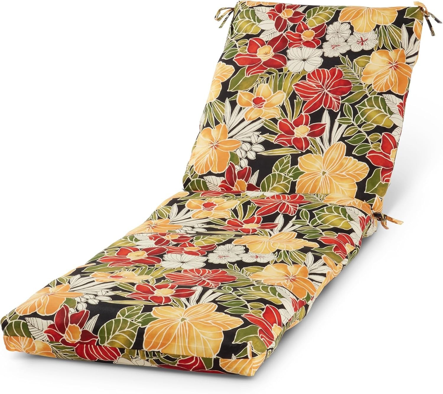 Modern Outdoor Chaise Lounge Cushion with Ties – Durable Polyester Fabric,