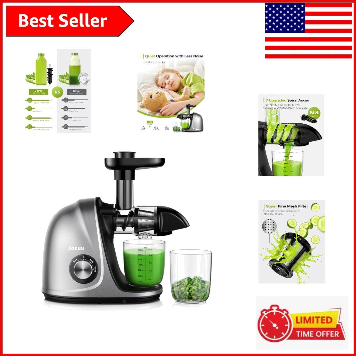 Juicing Made Simple - Masticating Juicer with Anti-Clogging & Easy Wash Design
