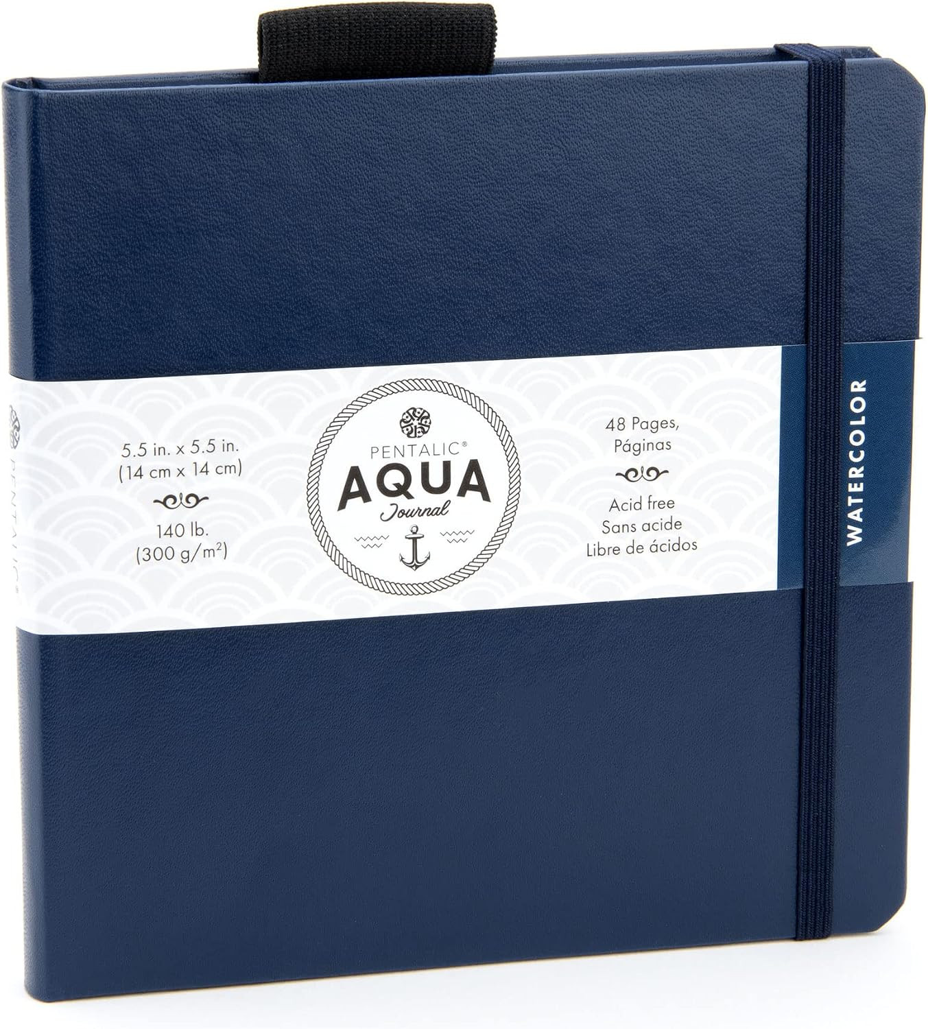 5.5" X 5.5" Aqua Journal, Watercolor, 48 Pages, Blue