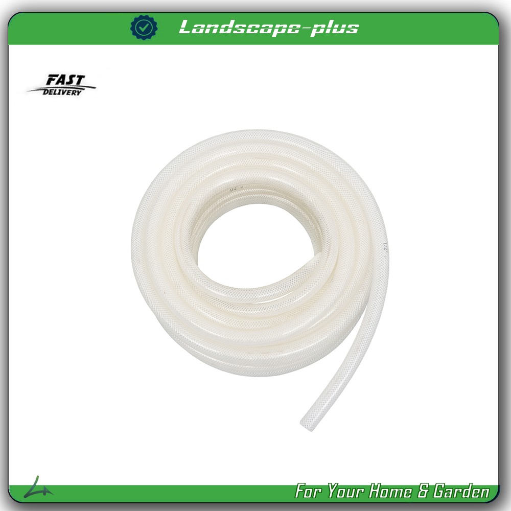Braided Clear PVC Vinyl Tubing 1/2" ID 3/4" OD High Pressure Water Hose 50FT